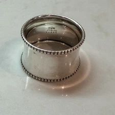 Vintage English Sterling Silver Napkin Ring, plain with dimpled edge, Gotham