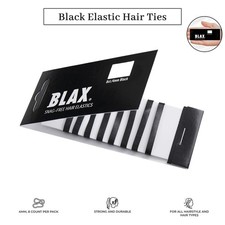 Blax Black Elastic Hair Ties - Snag-Free, Seamless, No-Damage Bands, 4mm 8 Count