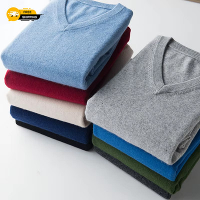 Herren Kaschmirmischung dicker Pullover Ausschnitt Winter warm Pulli Pulli