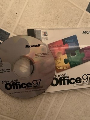 Microsoft Office 97 Professional Retail Full Version CD Set w/ Key & License