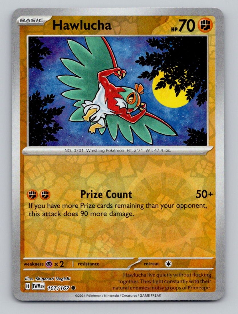 Reverse Holo Hawlucha 107/167 Common Twilight Masquerade Pokemon