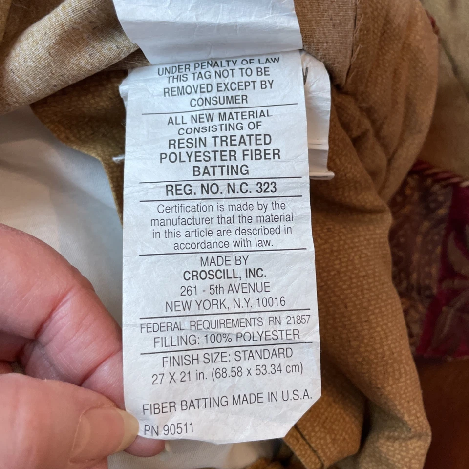 Fundas de almohada Croscill Galleria (2) estándar marrón dorado borgoña borde con cordón Foto 4 de 4