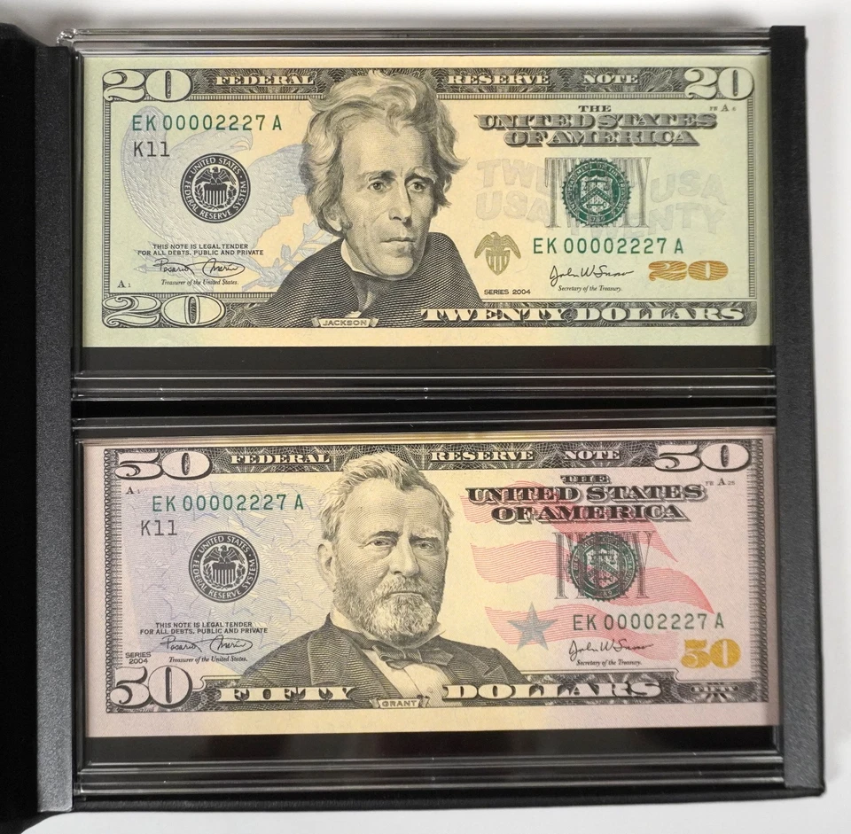 SERIES 2004 DALLAS EVOLUTIONS SET, MATCHING $20 & $50 SERIAL NUMBERS - Image 2 of 4