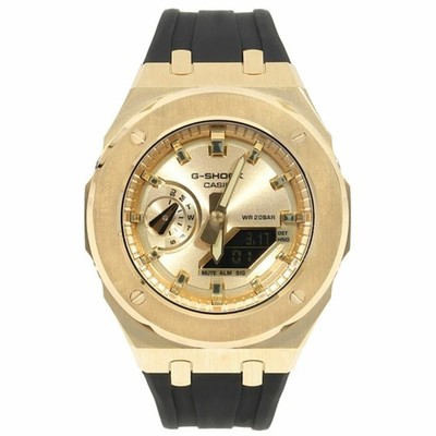 G-Shock GA2100GB GARISH Metal Custom Gold Rubber Band Casioak Black Belt Stainle