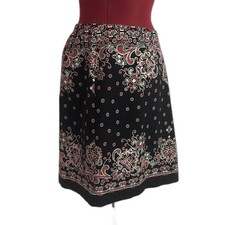 Talbots Navy  Red Paisley Print Pencil Skirt Women's Size 14W Knee Length Cott