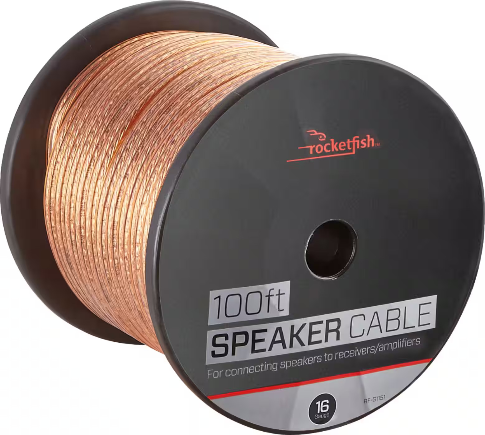 Rocketfish- 100 16 Gauge Pure Copper Speaker Wire - Clear 8090₽