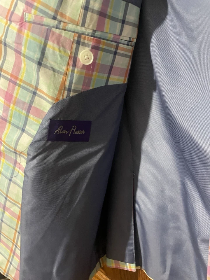 Alan River Hombre Blazer Chaqueta Abrigo Deportivo Traje Talla 46R Cuadros Rosa Azul Amarillo Foto 4 de 4