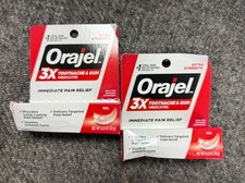 2 New Orajel Extra Strengh 3x Toothache Gum Medicated 0.25OZ FREE SHIPPING