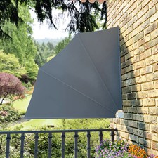 WALPLUS Collapsible Balcony Side Awning Grey 140x140 cm Compact Sun Shade