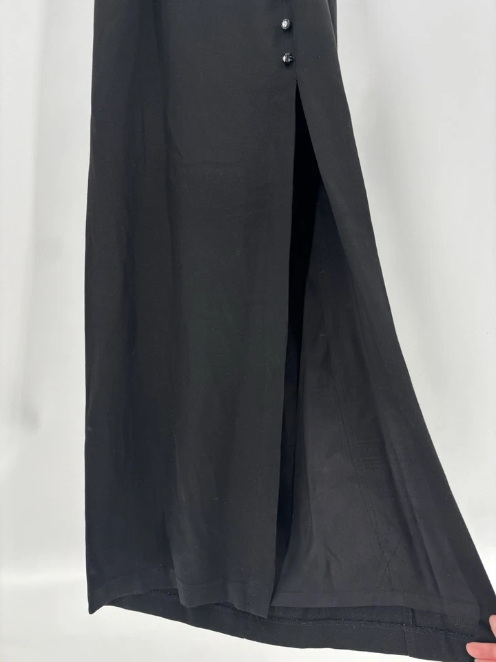 Vestido Halter Dave & Johnny Vintage Para Mujer 6 Negro Maxi Cuello Botones Sin Espalda Foto 3 de 4