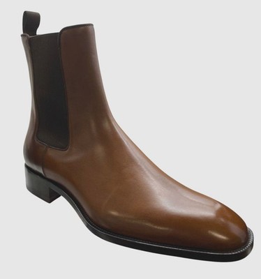 Christian Louboutin Women's Brown Samson Leather Chelsea Boot Shoes Size 42