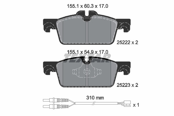 Plaquettes de frein frein à disque Textar 2522201 compatible avec OE 1610100580