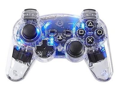 PS3 Wireless Gaming Controller Clear Blau transparent kabellos Gamepad - Bigben