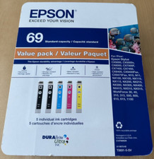 Genuine Epson 69 Black Tri-Color Ink Cartridges Value 5-Pack NEW SEALED Exp 7/18