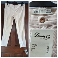 Women's Jeans Denim & Co Size 16 W 37" Stone Skinny Leg 98% Cotton +Elastane