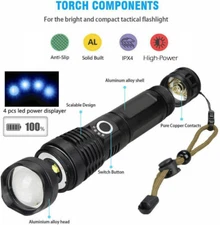 5 Modes Super Bright Outdoor Torch Work Light USB Rechargeable LED Flashlight