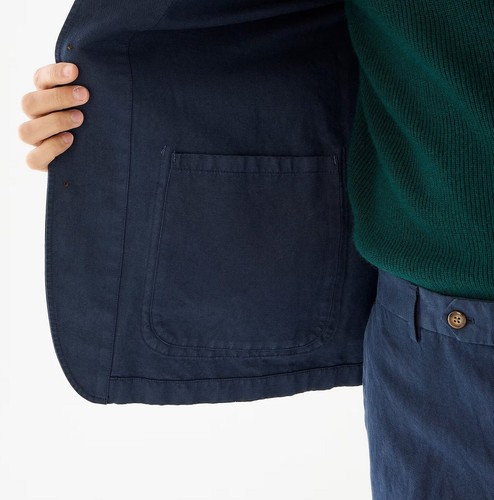 J.CREW Traje Chaqueta y Pantalones Azul Marino Blazer Algodón Lino Chino 40 34 Conjunto Completo Informal - Imagen 5 de 15