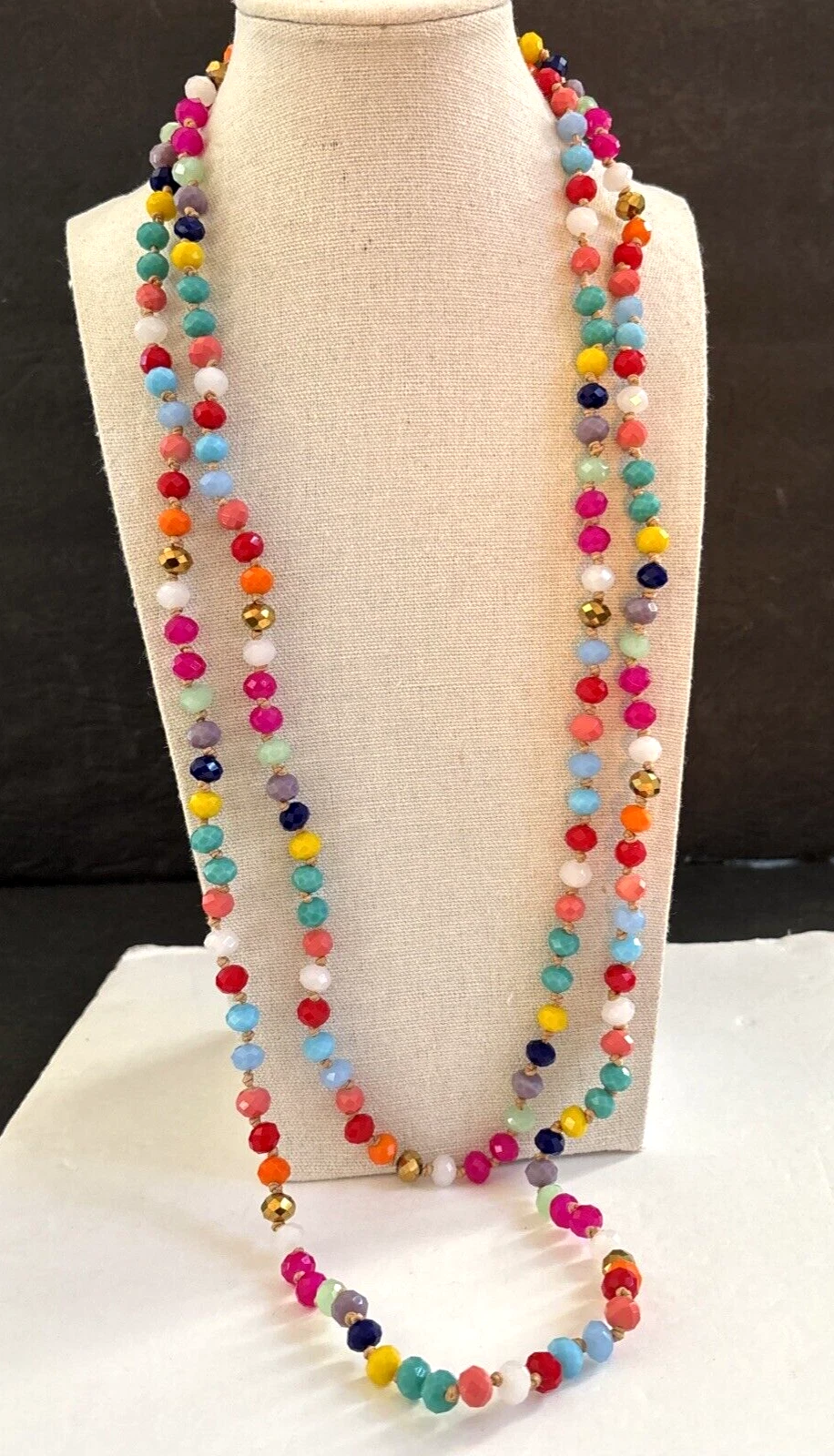 VETEMENTS Collana di Perline Lunghe Multicolore Plunder Perline Sfaccettate Flapper Boho Zingara 65"