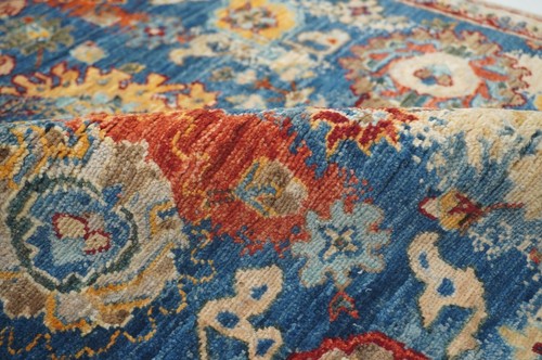 3 x 7 ft Blue Modern Bidjar Afghan Hand knotted Transitional Runner Rug - Picture 9 of 15