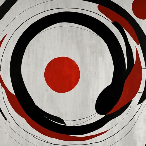 Peinture De Formes Abstraites Equilibre Des Couleurs Et Des Lignes Rouge Noir Et - Picture 6 of 6