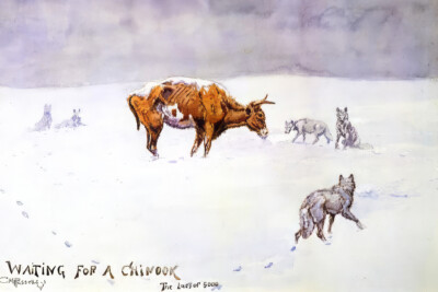Waiting for a Chinook by Charles M Russell Western Giclee Art Print + Ships Free
