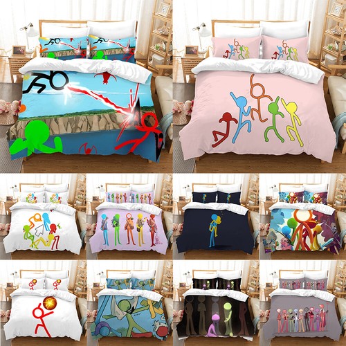 Alan Becker Bedding 3 Pieces Set Cartoon Bedspread Duvet Cover Pillowcase Set