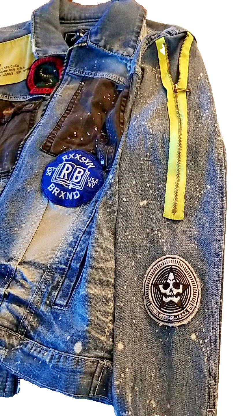 REASON NY Denim Jean Patchwork Jacket Men's Stree… - image 9