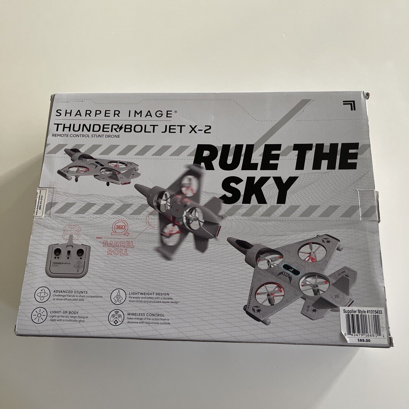 Sharper Image® Toy RC Thunderbolt Jet X-2 Stunt Drone, Gray 