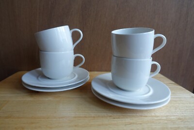 ALESSI LA BELLA TAVOLA SET 4 CUPS & SAUCERS BY ETTORE SOTTSASS