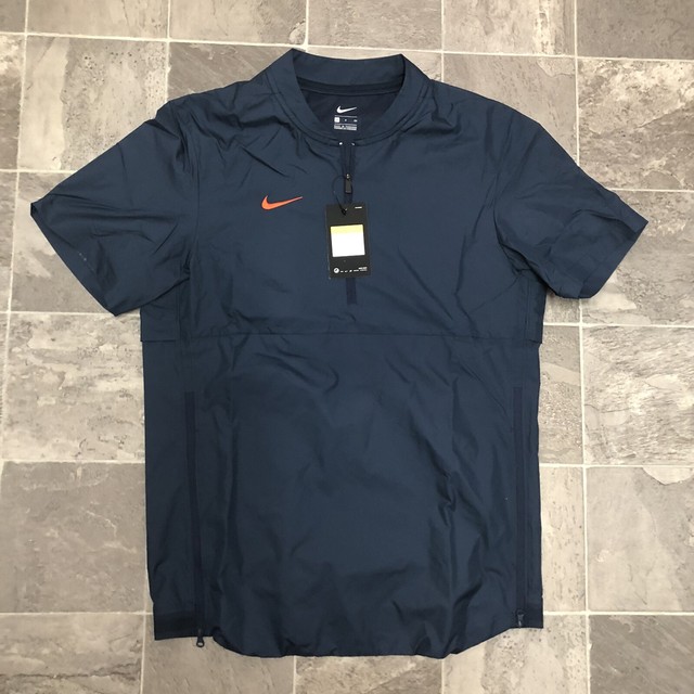 Men’s NWT Nike Simple Swoosh Mini Check Short Sleeve Windbreaker Top Sz