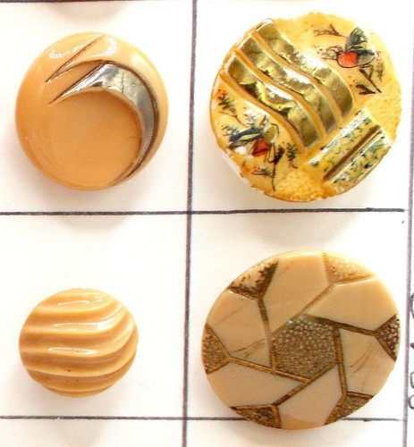 Vintage Czech Glass Buttons Collectors Card Art Deco Custard Caramel Luster 40 p - Picture 11 of 15