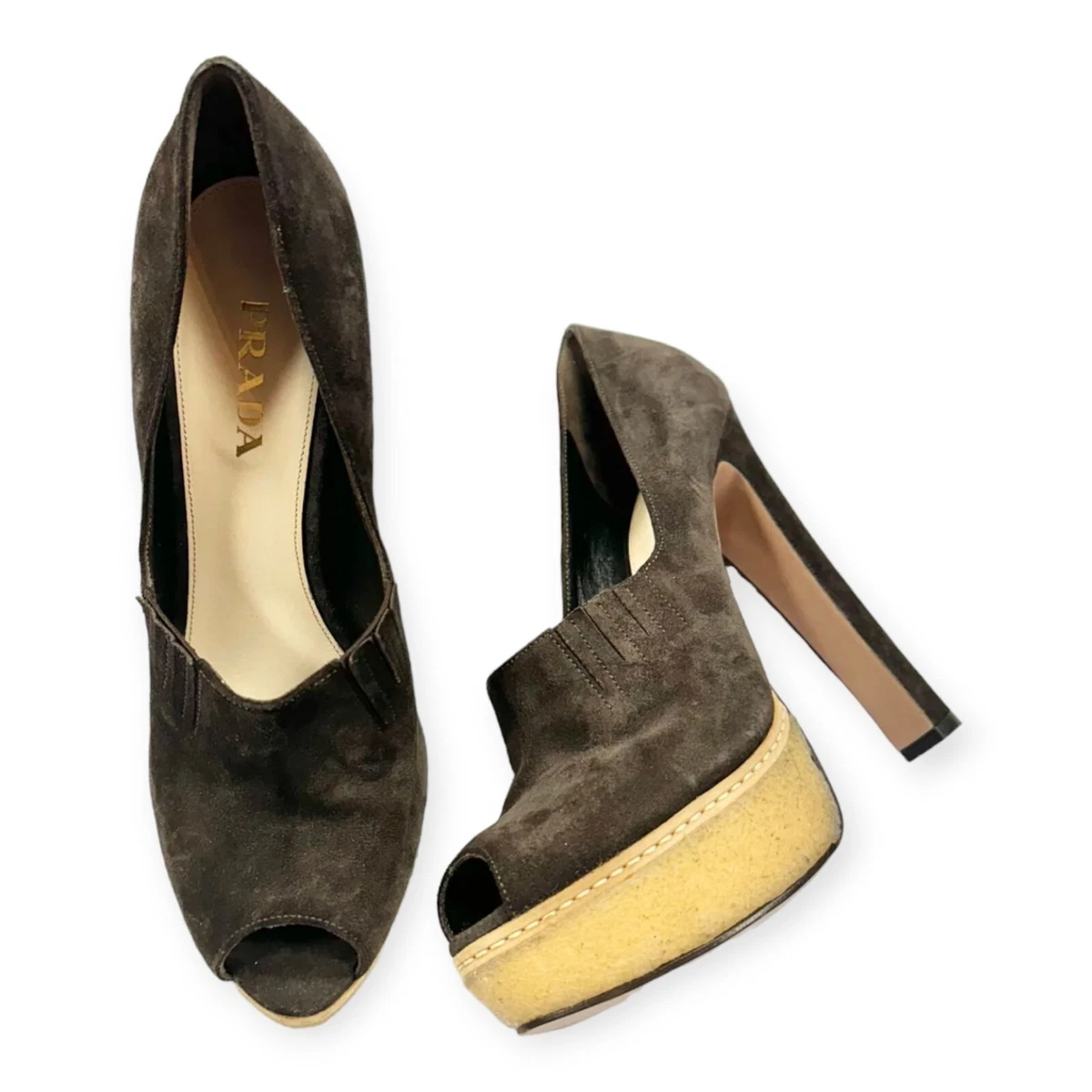 Prada suede cheap pumps