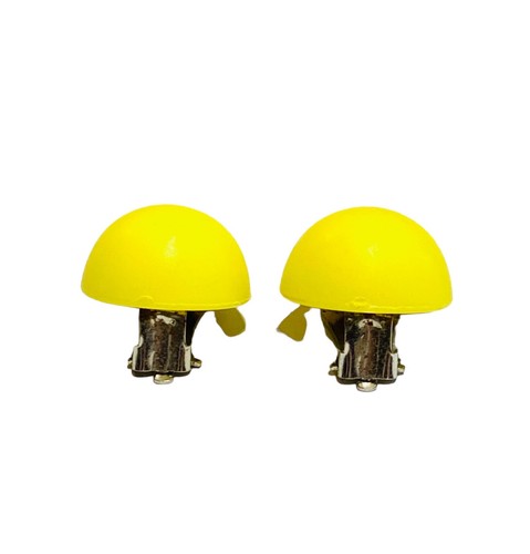 Costume Lucite Vintage Giallo Circolare Cupola Clip On Orecchini Bottone 3/4" Plastica - Foto 7 di 24