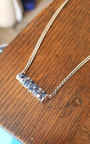 $795 EFFY Sterling silver Blue Splash Sapphire Belt buckle cluster band Ring - Picture 15 of 15