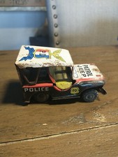 Tin Litho Military Jeep Police Blue Black Friction Toy K.Co Japan Vintage 50 60s