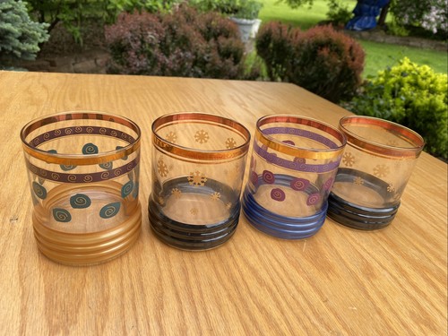 4 Vintage Sakura ? Sango Old Fashion on the Rocks MCM Glasses With Gold Rim - Picture 2 of 5