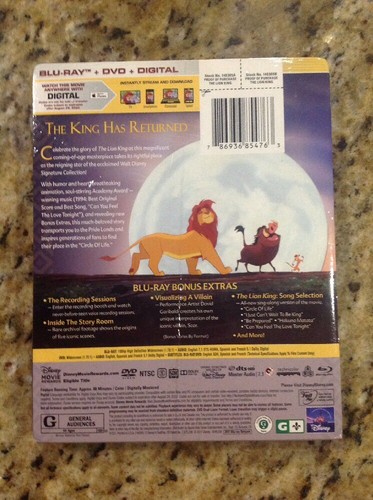 The Lion King (Blu-ray/DVD,2017,2-Disc,SteelBook Best Buy)NEW Authentic Disney - Picture 3 of 7