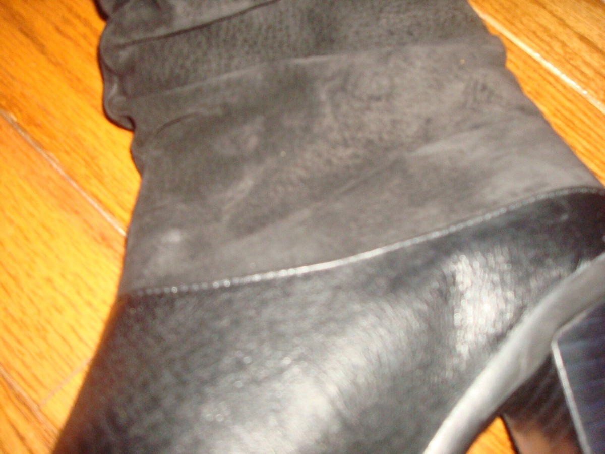 Bottes Noires Markon Danielle En Cuir & Daim - Pointure 7 US - Style Genou Fashion