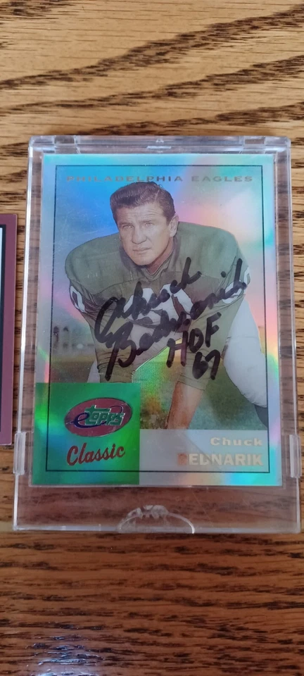 Chuck Bednarik 2000 2001 Topps Fleer etopps Signed Auto Autograph Card - Image 4 of 4