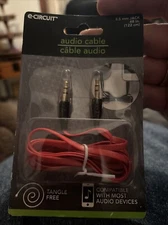 E-Circuit Red Flatwire Audio Cables with 3.5-mm 1/8" Male-Male 48 in. Gold