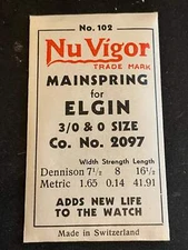 NuVigor Mainspring #102 for Elgin 0s & 3/0s No. No. 2097 - Steel