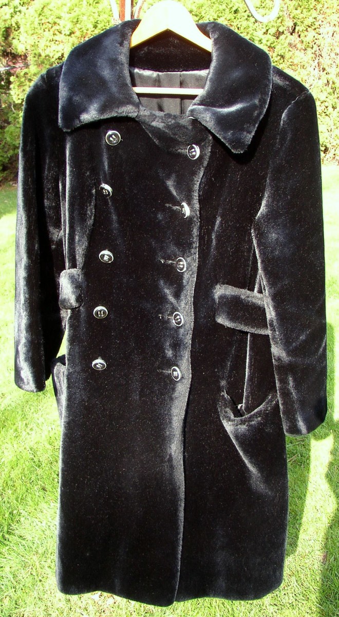 BORGAZIA Jet Black Faux Fur Coat