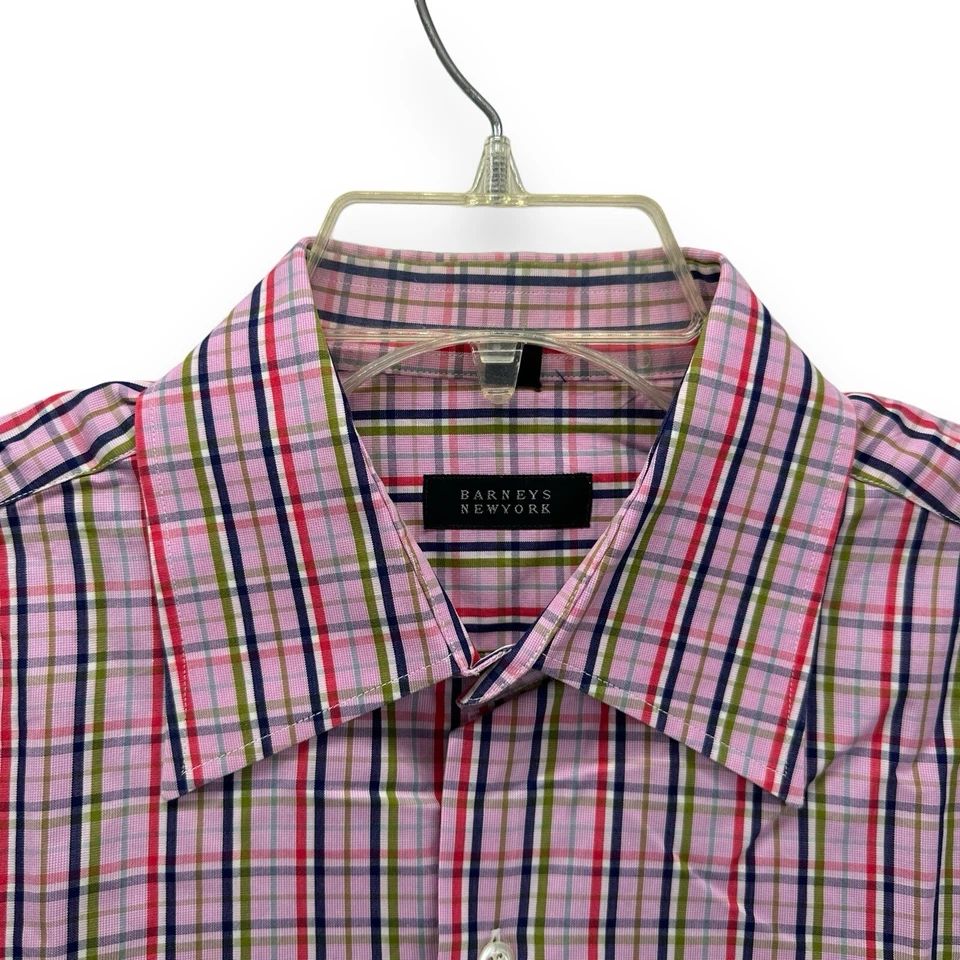 Camisa informal Barneys New York rosa a cuadros para hombre talla M mediana hecha en Italia Foto 3 de 4