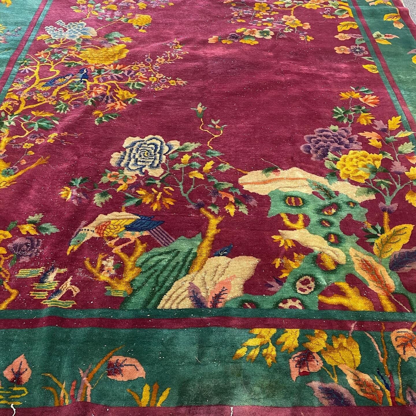 antique art deco chinese rug in good condition #9352 8.11x11.7