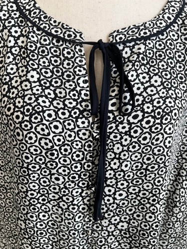 Talbots Top Size 3X Bow Tie Black White Floral Long Sleeve Blouse Popover - Picture 7 of 13