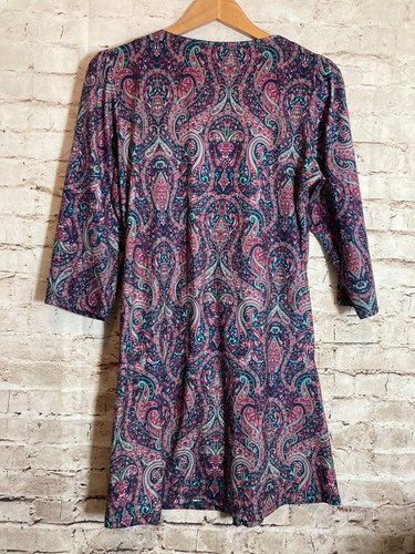 Reborn Babydoll Dress Women Large Dark Paisley Print Pockets Ultra Stretch Flowy - Picture 11 of 13