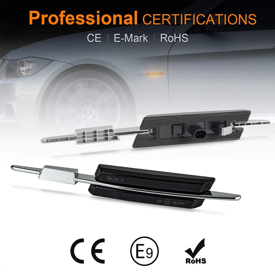 3-Series E90/E91/E92/E93 04-13 2D/4Door LED Side Marker Light Black for BMW - Imagem 2 de 4
