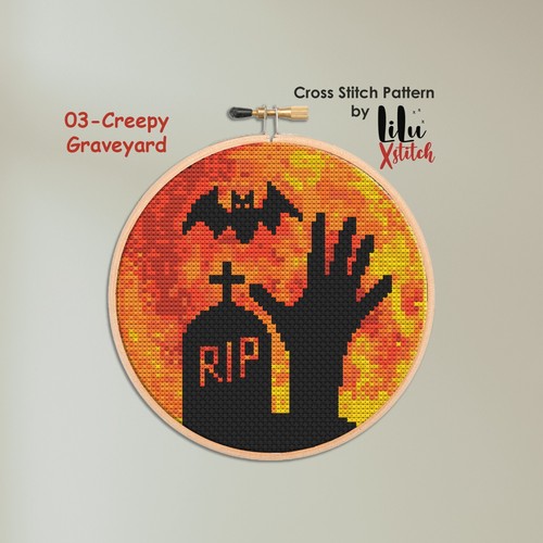 Halloween Cross Stitch Pattern SET. Spooky, horror themed chart by LiluXstitch - Picture 12 of 21