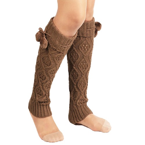 Damen Lolita Bein warme Strick Overknee Socken mit weichem Bommel Overknee schwarz - Bild 13 von 15