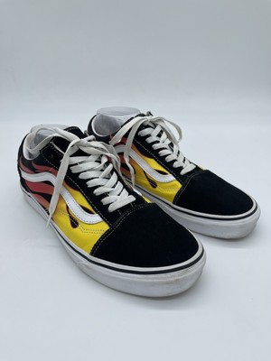 Vans Old Skool Flames Skate Shoe Size 12 (W) / 10.5 (M) - Gently Worn Vans OFF THE WALL Skate Shoes 721454 Old Skool Flame Check  main image 2